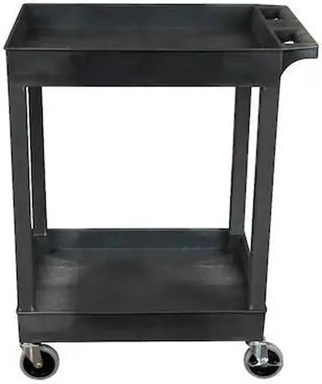 Alt view image 9 of 15 - Luxor 24" x 18" Multipurpose 2 Shelf Utility Tub Cart with 4 Swivel Casters - Plastic, Black