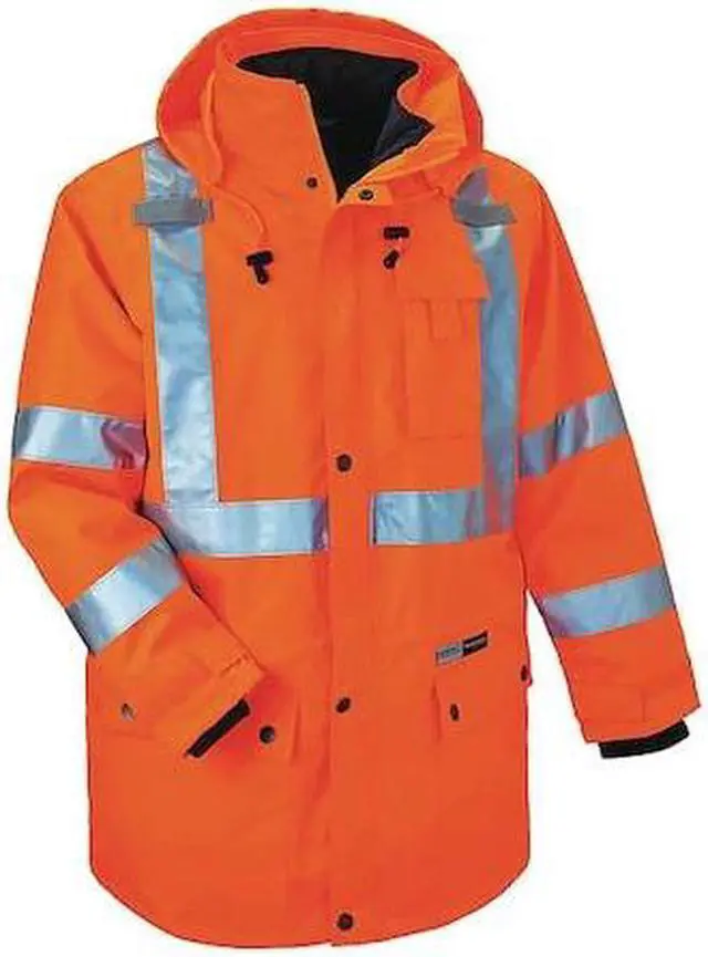 Main image of ERGODYNE 8385 Hooded Jacket, Polyester, Class 3 Type R, Orange, L