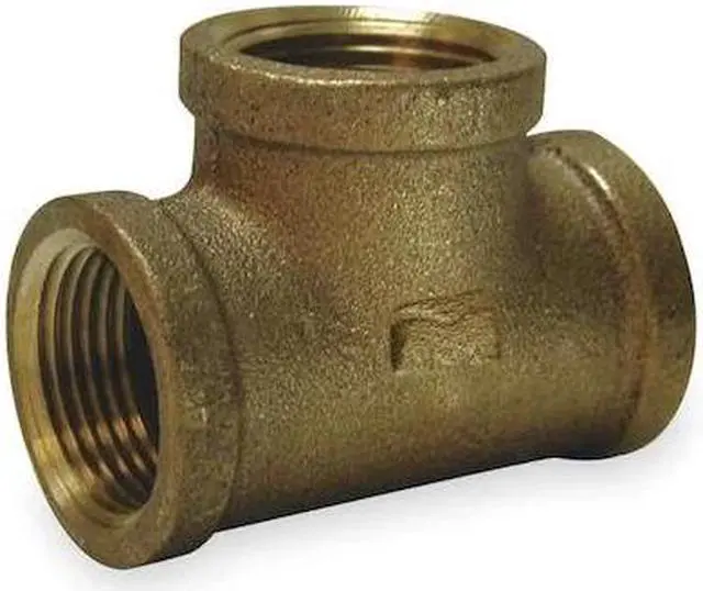 Main image of ZORO SELECT 1VFA2 1-1/2" FNPT Red Brass Tee, Basic Pipe Fitting Material: Metal