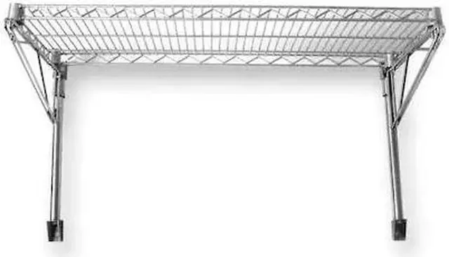 Main image of ZORO SELECT 2HGD4 Steel Wire Wall Shelf, 14"D x 48"W x 14"H, Chrome