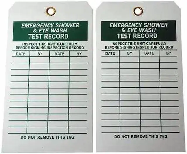 Main image of ZORO SELECT 20TH12 Tag, Emergency Shower & Eye Wash Test, Cardstock, 7 in H x 4