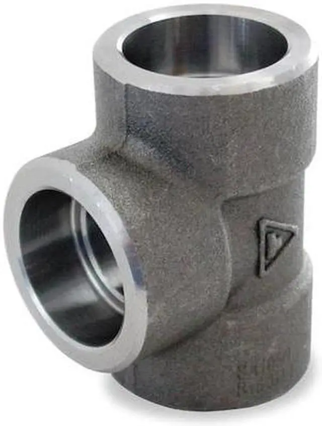 Main image of ZORO SELECT 1MNR3 Tee Tee, 1" Pipe, Socket Weld, Black Forged Steel, Class 3000