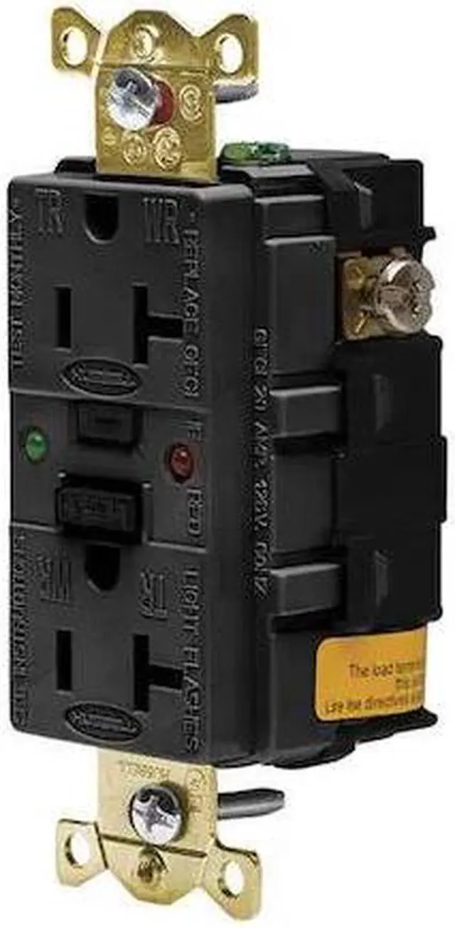 Alt view image 3 of 3 - HUBBELL WIRING DEVICE-KELLEMS GFSG5362BLK GFCI Receptacle, 20A, 125VAC, 5-20R,