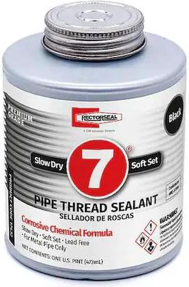 Alt view image 4 of 4 - RECTORSEAL 17432 Pipe Thread Sealant 16 fl oz, Brush-Top Can, No. 7, Black,