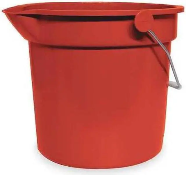 Main image of TOUGH GUY 1ELJ9 2 1/2 gal Round Bucket, 10-1/4 in H, 10-1/4 in Dia, Red, Plastic