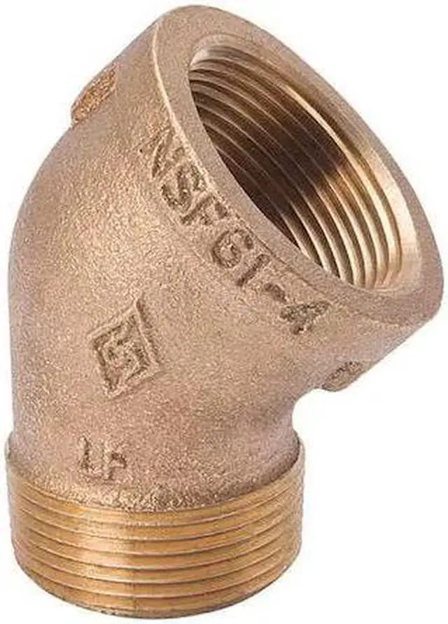 Main image of ZORO SELECT 22UL63 1-1/2" FNPT x MNPT Brass 45 Degree Street Elbow