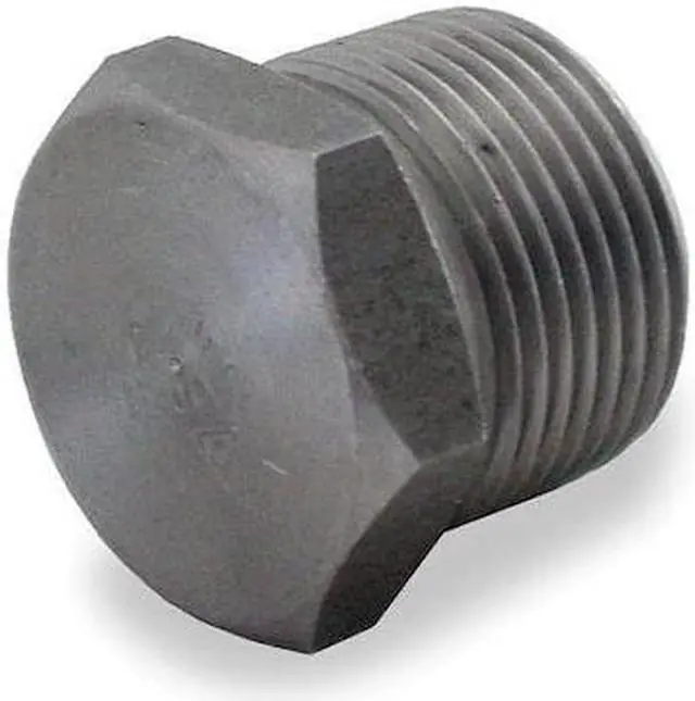 Main image of ZORO SELECT 1MNG1 Hex Head Plug Hex Head Plug, 2" Pipe, MNPT, Black Forged Steel
