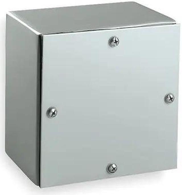 Alt view image 2 of 4 - 6"H x 6"W x 4"D Metallic Enclosure, Gray, Knockouts: No, Screws Closure Method