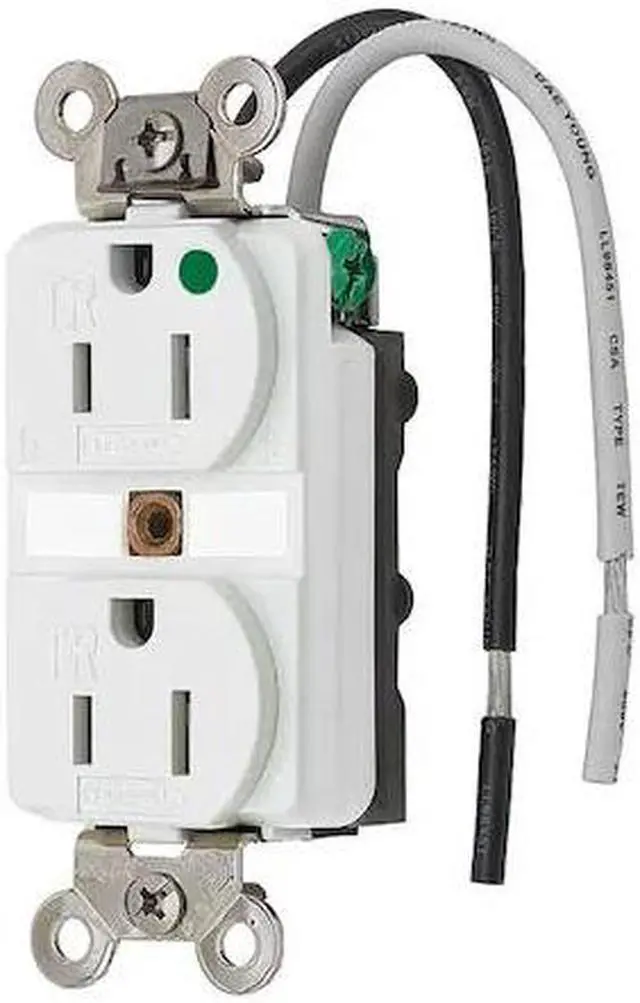 Alt view image 3 of 3 - HUBBELL WIRING DEVICE-KELLEMS HBL8200SGWA 15A Duplex Receptacle 125VAC 5-15R WH