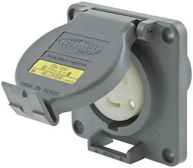 Alt view image 3 of 5 - Hubbell Wiring Device-Kellems Watertight Locking Receptacle,20,Gray  HBL2310SW