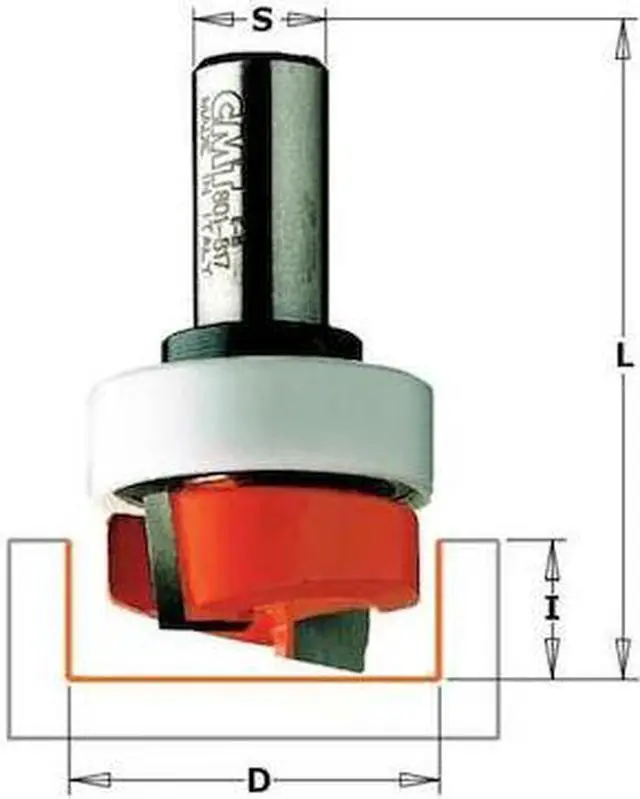 Alt view image 4 of 4 - Mortise  Router Bit,HW,1/2 in CMT 801.128.11B