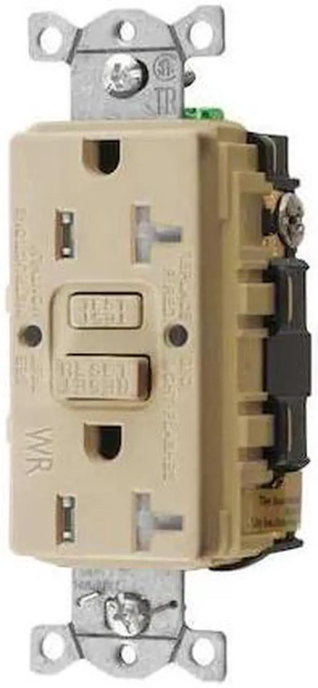 Alt view image 3 of 3 - HUBBELL WIRING DEVICE-KELLEMS GFRTW20I GFCI Receptacle, 20A, 125VAC, 5-20R,