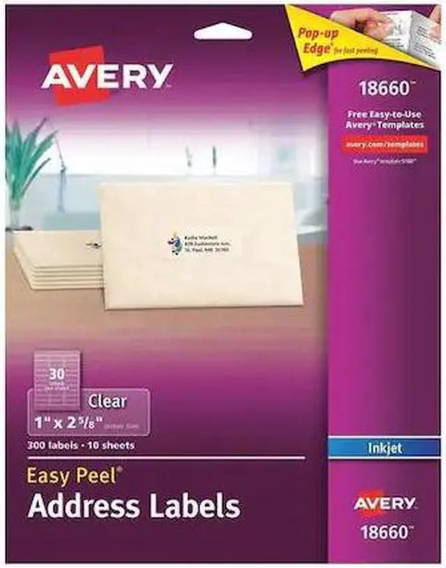 Alt view image 2 of 4 - Avery Label,Ij,1x2 5/8,Clr 18660