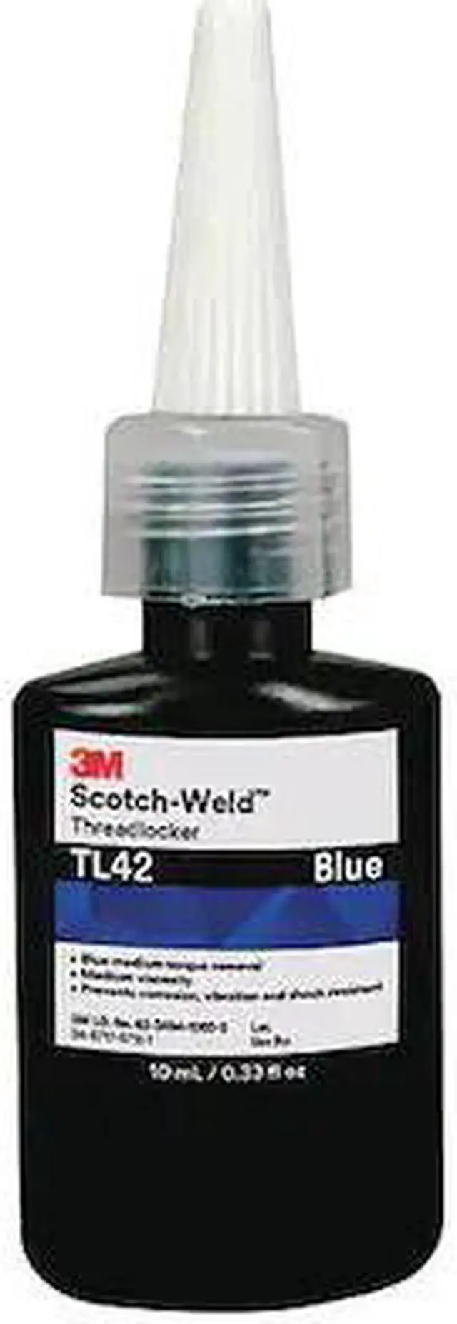 Main image of 3M TL42-10 Threadlocker, 3M Scotch-Weld TL42, Blue, Medium, Liquid, 0.34 fl oz,