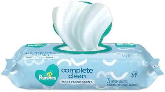 Main image of PAMPERS 75536 Complete Clean Baby Wipes, 1-Ply, Baby Fresh, 72 Wipes/Pack, PK8