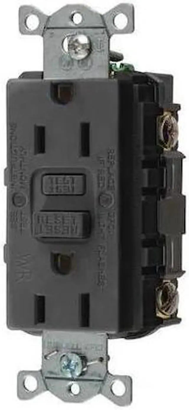 Alt view image 2 of 2 - GFCI Rceptcle,Commer.,Blk,15A,0.5 HP HUBBELL WIRING DEVICE-KELLEMS GFWRST15BK