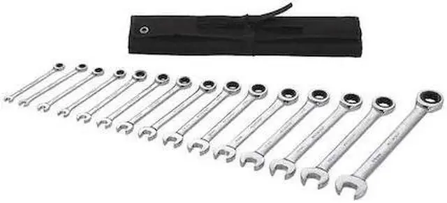 Main image of WESTWARD 54DG24 Ratcheting Wrench Set, Metric, 6 mm to 20 mm Head Sizes,