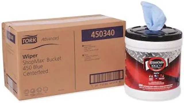 Main image of TORK 450340 Tork ShopMax Heavy Duty Centerfeed Dry Wipe Bucket Blue W22, High