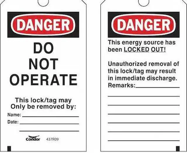 Main image of CONDOR CNDR-51511-6 Lockout Tag, Rectangle, 5-3/4" H, 3" W, PK25, Header: Danger