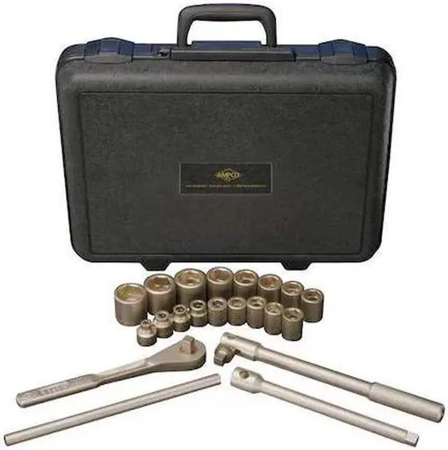 Alt view image 2 of 4 - AMPCO W-260 1/2" Drive Nonsparking Socket Wrench Set, SAE, 21pcs