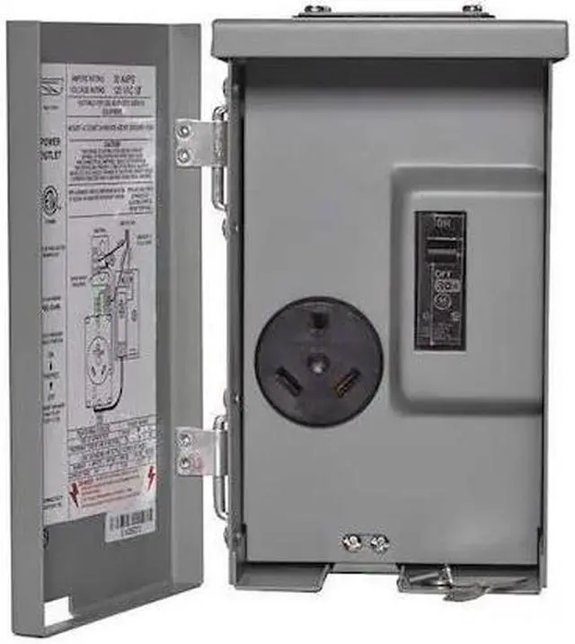 Alt view image 2 of 2 - Connecticut Electric CESMPS13HR Connecticut Ps-13-Hr Weatherproof Power Outlet Panel, 120 V, 30 A, Nema Tt-30R, 3R, Grey