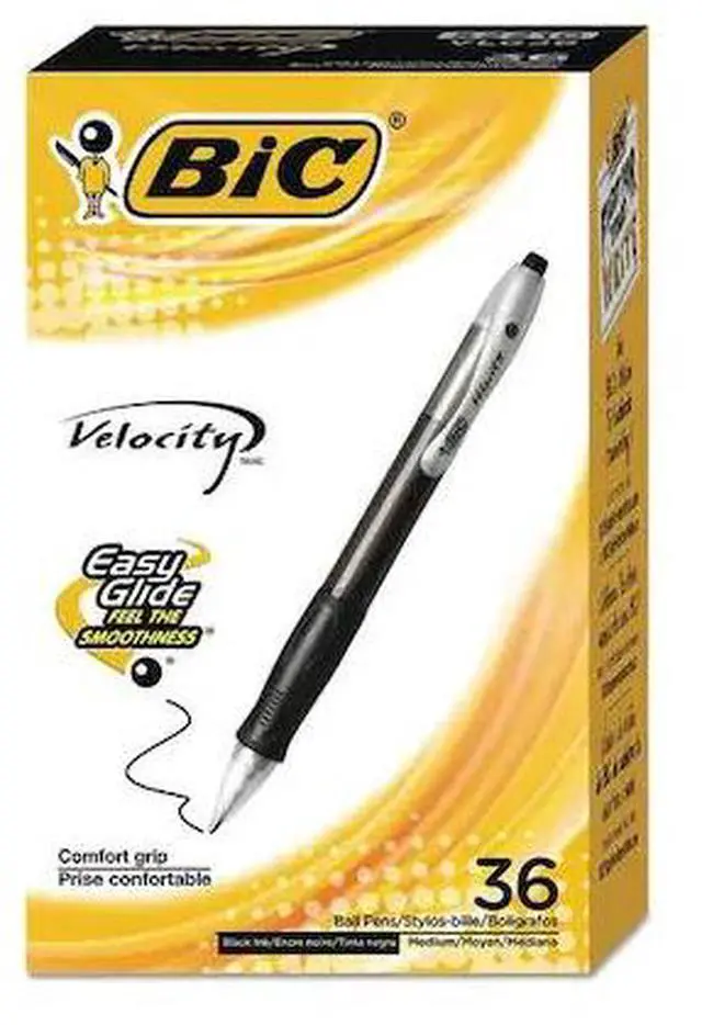Alt view image 2 of 17 - BIC Velocity Retractable Ball Pen Black Ink 1 mm 36/Pack VLG361BK