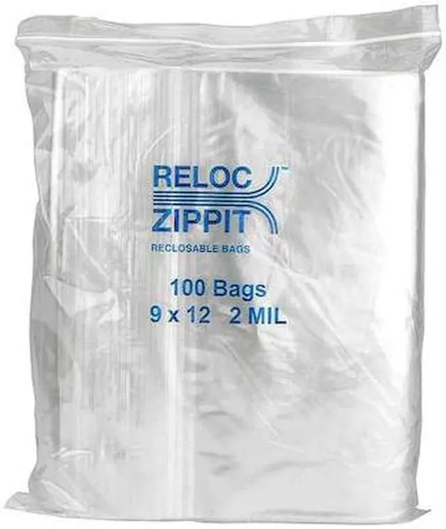 Main image of RELOC ZIPPIT R912 Reclosable Bag, 9in.L, 12in.W, 2 mil, PK1000
