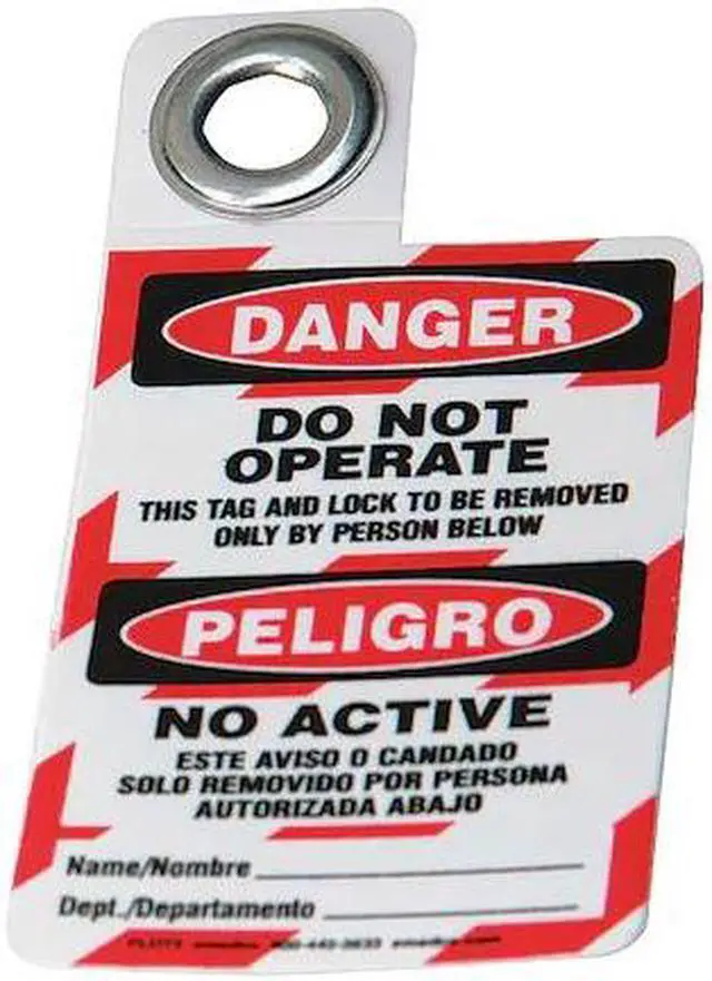Main image of BRADY 105724 Danger Bilingual Tag,3 x 2 In,Met,3/8 In