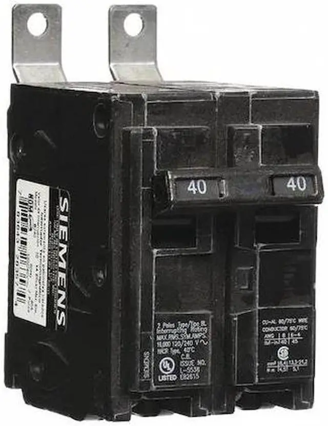 Alt view image 3 of 3 - SIEMENS B240 Miniature Circuit Breaker, BL Series, 40A, 2 Pole, 120/240V AC,