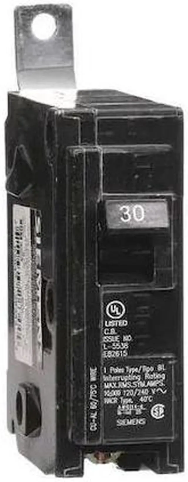 Alt view image 2 of 3 - SIEMENS B130 Miniature Circuit Breaker, BL Series, 30A, 1 Pole, 120/240V AC,