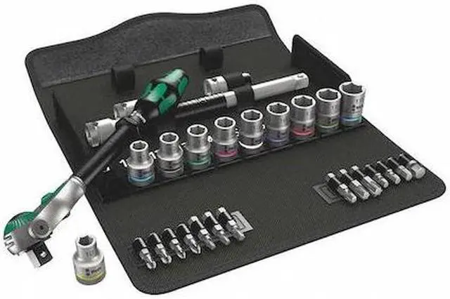 Alt view image 2 of 3 - Wera 1/2"Drive Metric Chrome Socket Set, Number of Pieces: 28 Chrome 05004076001