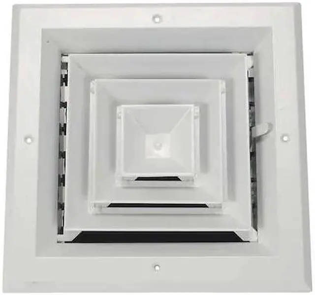 Main image of ZORO SELECT 4MJJ7 10 in Square 4-Way Multilouver Ceiling Diffuser, White