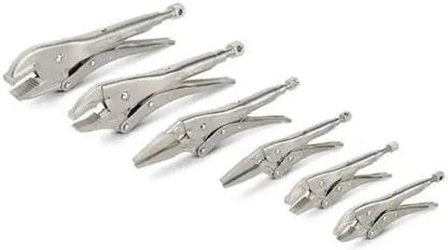 Main image of TEKTON PLK99903 Locking Pliers Set, 6-Piece (Straight Jaw, Curved Jaw, Long