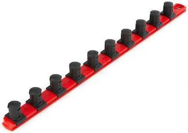 Main image of TEKTON OSR33110 3/4 Inch Drive x 18 Inch Socket Rail, 10 Clips (Red)