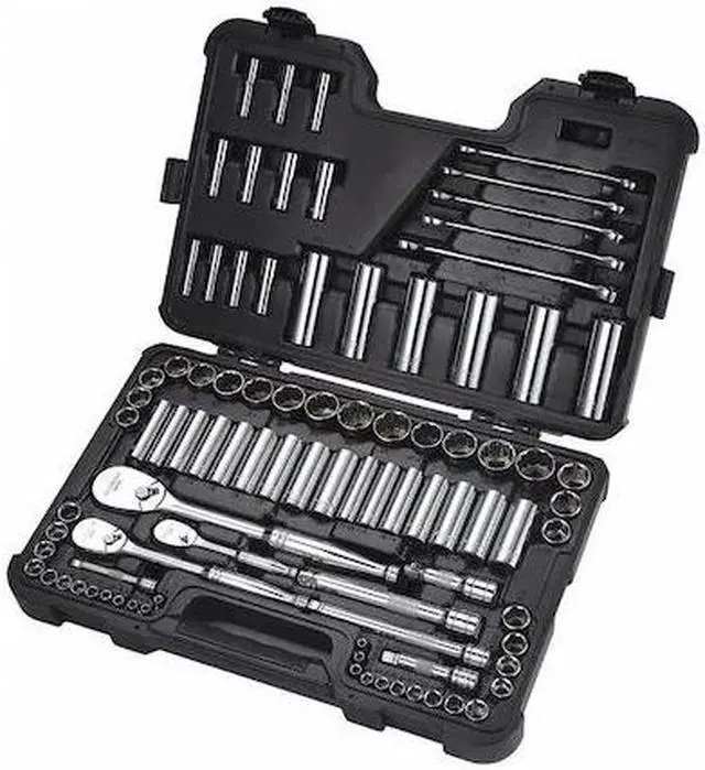 Main image of WESTWARD 53PN76 1/2", 3/8", 1/4" Drive Socket Set, SAE, Metric, 91pcs