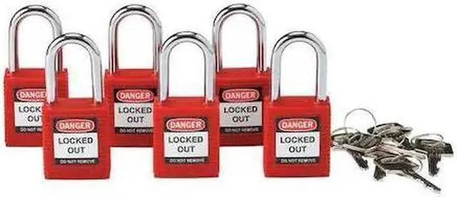 Alt view image 2 of 2 - Lockout Padlock,KA,Red,1-3/4"H,PK6 BRADY 105890