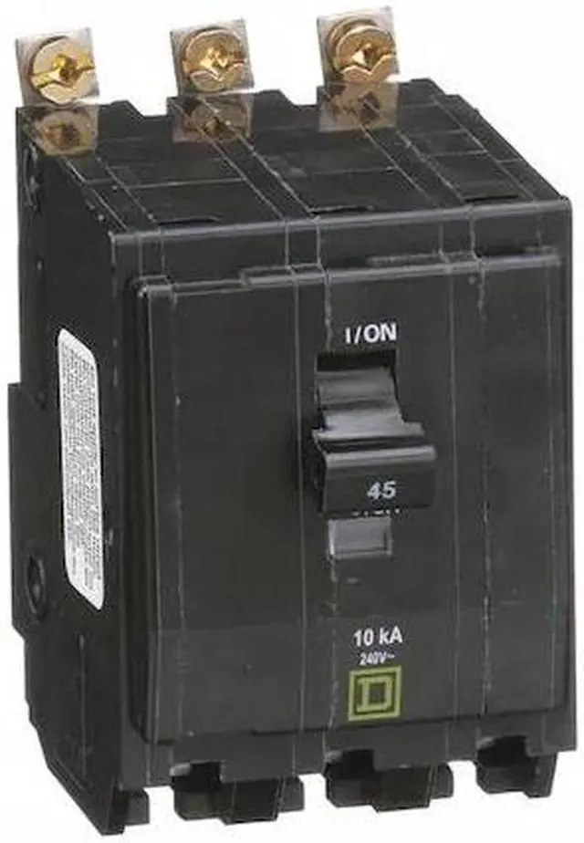 Main image of SQUARE D QOB345 Miniature Circuit Breaker, QO Series, 45A, 3 Pole, 120/240V AC,