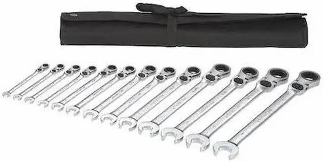 Main image of WESTWARD 54DG28 Ratcheting Wrench Set,SAE,13 pcs.
