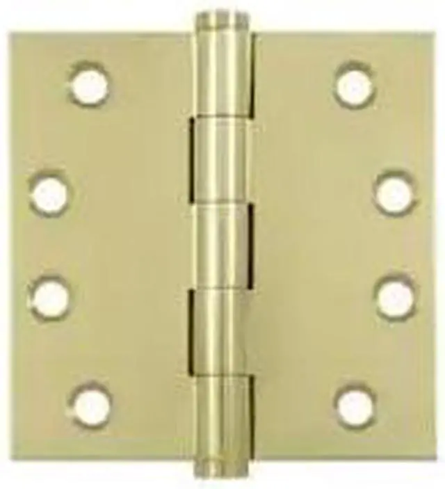 Alt view image 2 of 2 - Deltana DSB43-UNL 4 x 4 in. Square Hinges, Unlacquered Bright Brass - Solid Brass - Pack of 2