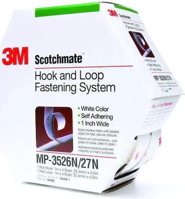 Alt view image 3 of 3 - 3M™ Fastener MP3526N/MP3527N Hook and Loop S001 White, 1 in x 5 yd 0.15 in Engaged Thickness