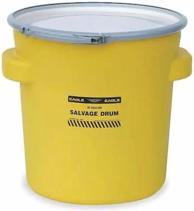 Alt view image 2 of 6 - EAGLE 1654 Open Head Salvage Drum, Polyethylene, 20 gal, Unlined, Yellow