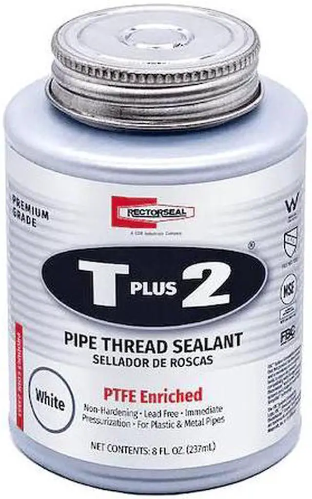 Alt view image 3 of 3 - RECTORSEAL 23551 Pipe Thread Sealant 9.6 fl oz, Brush-Top Can, T Plus 2, White,