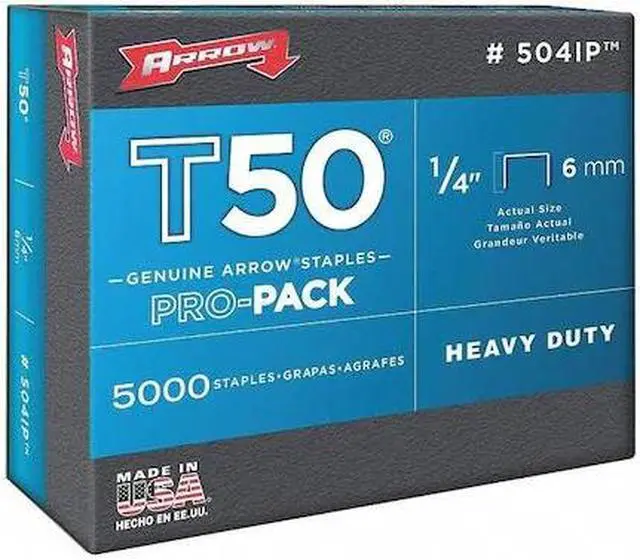 Alt view image 2 of 3 - ARROW FASTENER 504IP Heavy Duty Staples, T50, 18 ga, Flat Crown, 1/4 in Leg L,