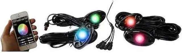 Alt view image 3 of 8 - RSLD4KITCS - ColorSMART 4-LED Rock Light Kit (RGB Multi-Color w/ Black Housings)
