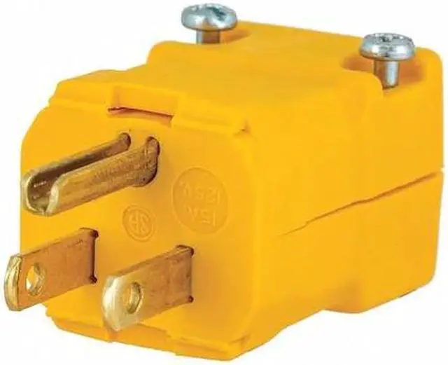 Alt view image 2 of 2 - BRYANT BRY5965Y Straight Blade Plug, 5-15P, 15 A, 125V AC, 2 Pole, Screw