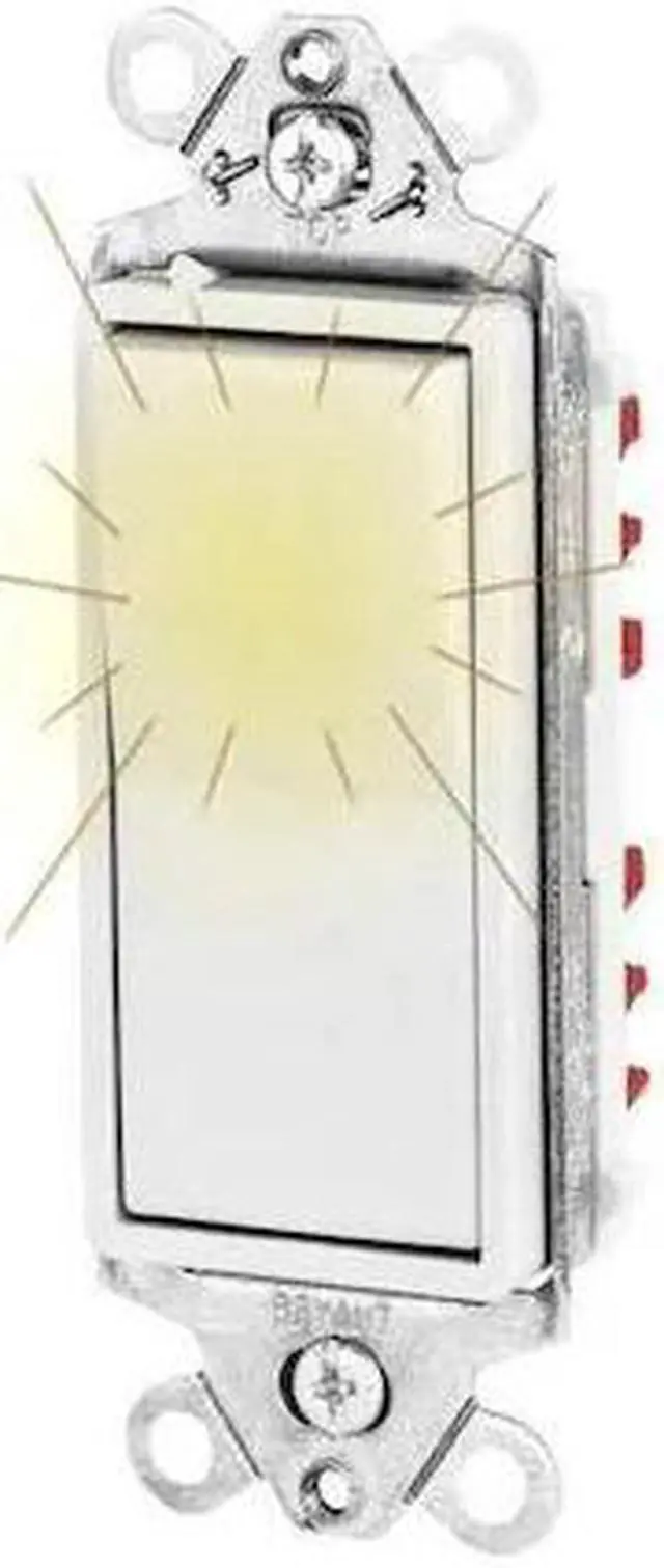 Main image of BRYANT 9903GLW Illuminated Wall Switch,White,3-Way Type