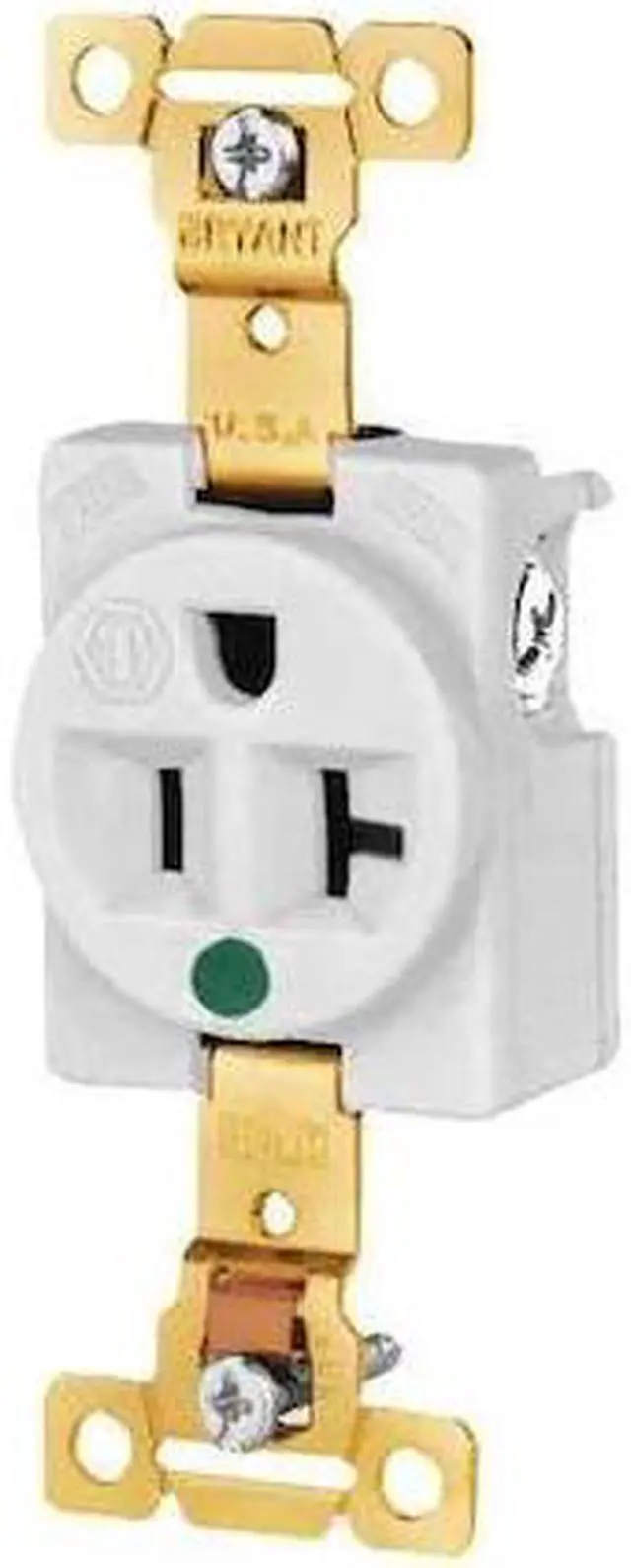 Alt view image 2 of 2 - Bryant 20A Hospital Grade Receptacle, White; Tamper Resistant: No Nylon 8310W