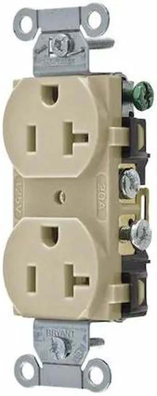 Main image of BRYANT CRS20I Straight Blade Receptacle, 5-20R, 20 A, 125V AC, 2 Pole, 3 Wire,