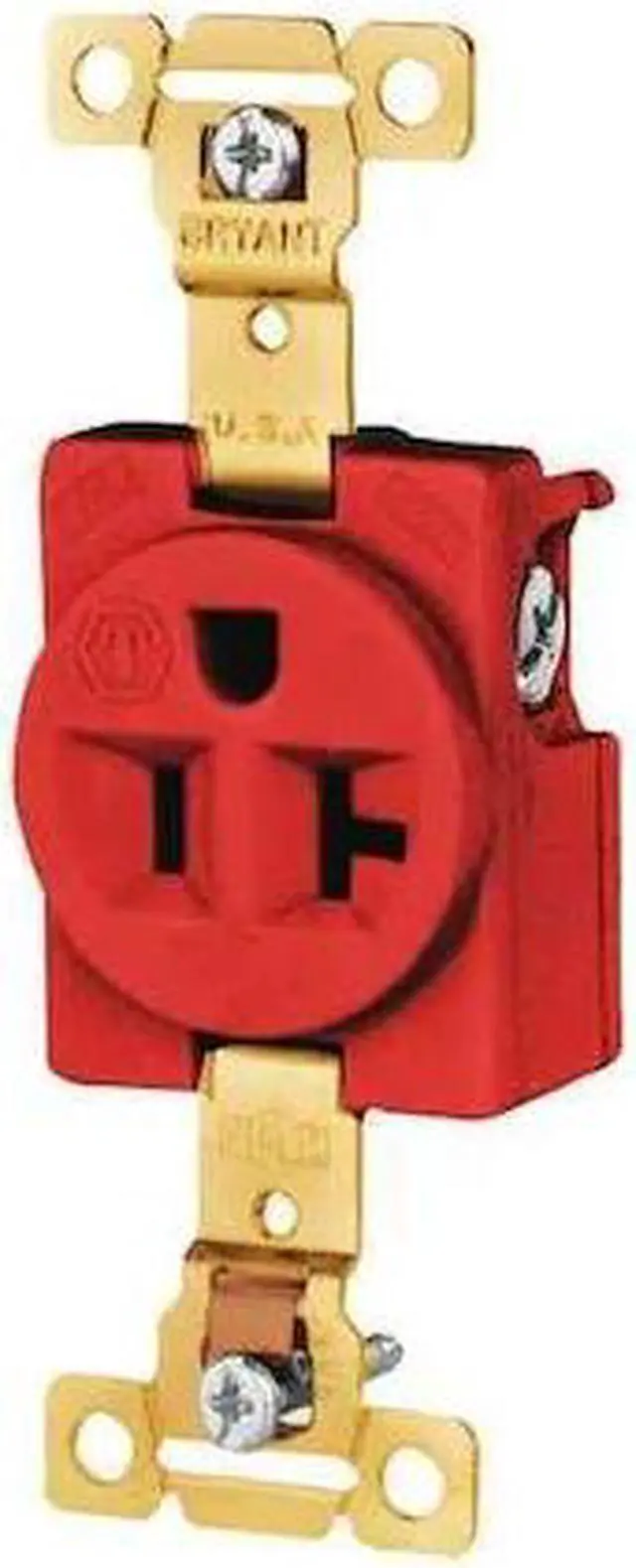 Alt view image 2 of 2 - BRYANT 5361RED Straight Blade Receptacle, 5-20R, 20 A, 125V AC, 2 Pole, 3 Wire,