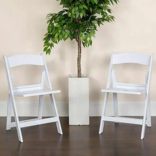 Main image of 4 Pk. HERCULES Series 1000 lb. Capacity White Resin Folding Chair with Slatted Seat